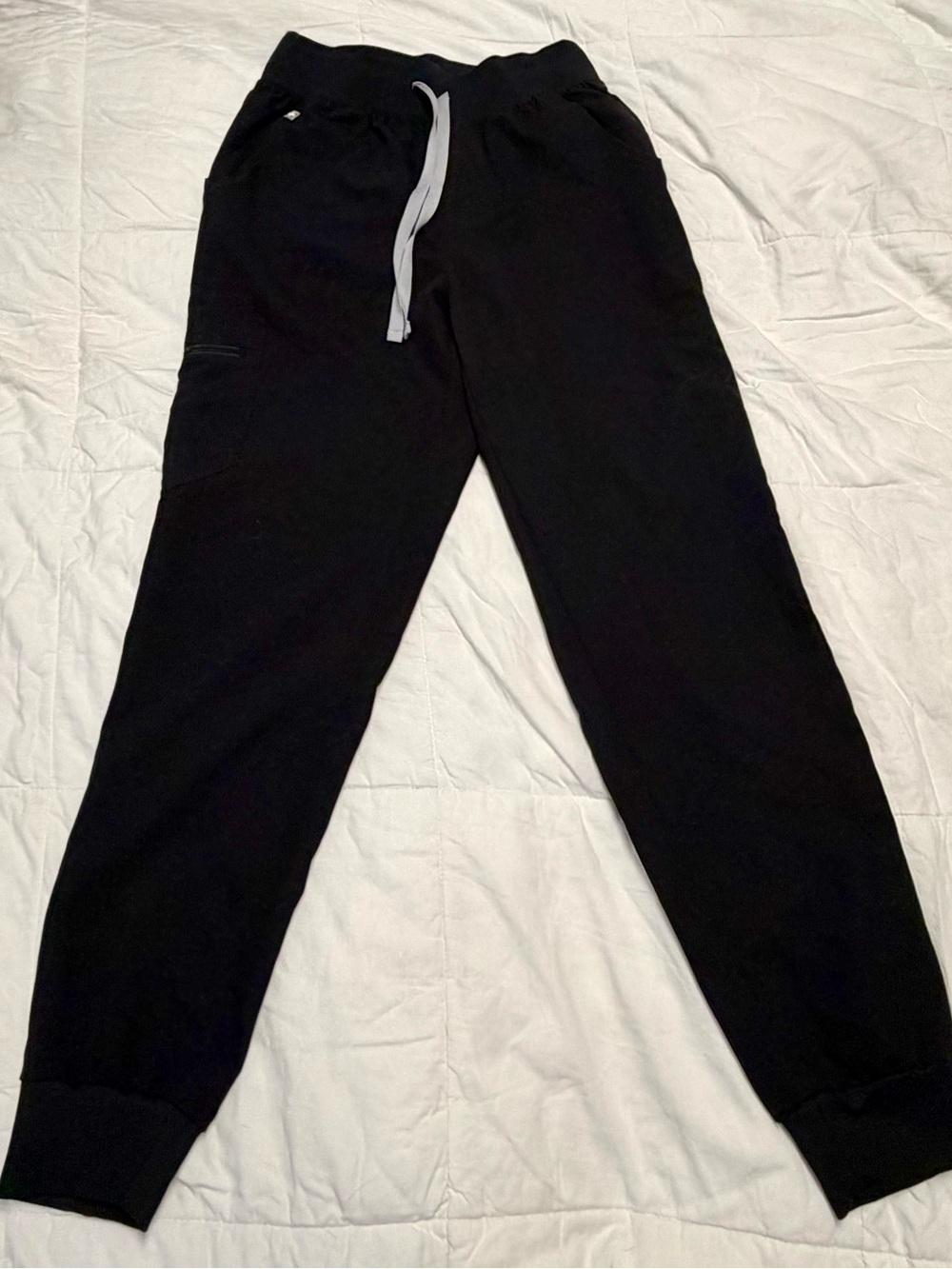 Figs Black Track Joggers with Gray Drawstring